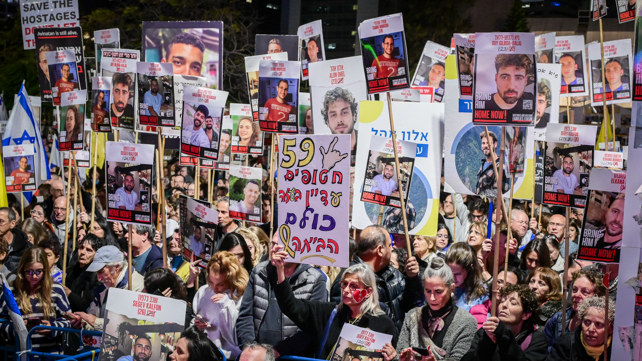 עצרת בכיכר החטופים, במוצאי השבת האחרונה