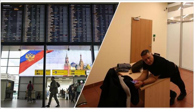ישראלים מעוכבים בשדה התעופה שרמטייבו שבמוסקווה, רוסיה (5.2.2020)