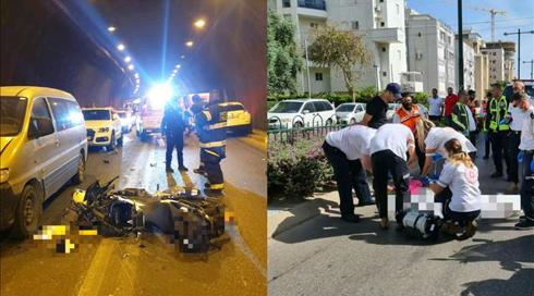 הולכת רגל ורוכבת אופנוע נהרגו בתאונות דרכים