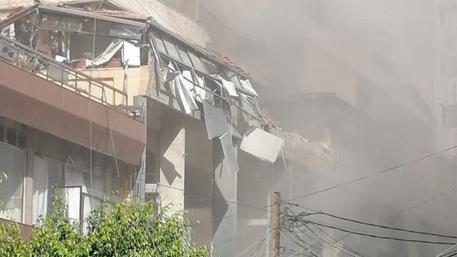 הבניין שהותקף ברובע הדאחייה בביירות