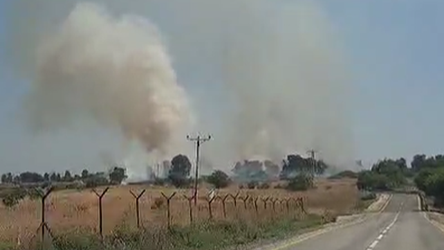 שריפה ברמת הגולן לאחר מטח רקטות כבד