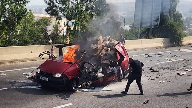 הרכב שהותקף דרומית לביירות