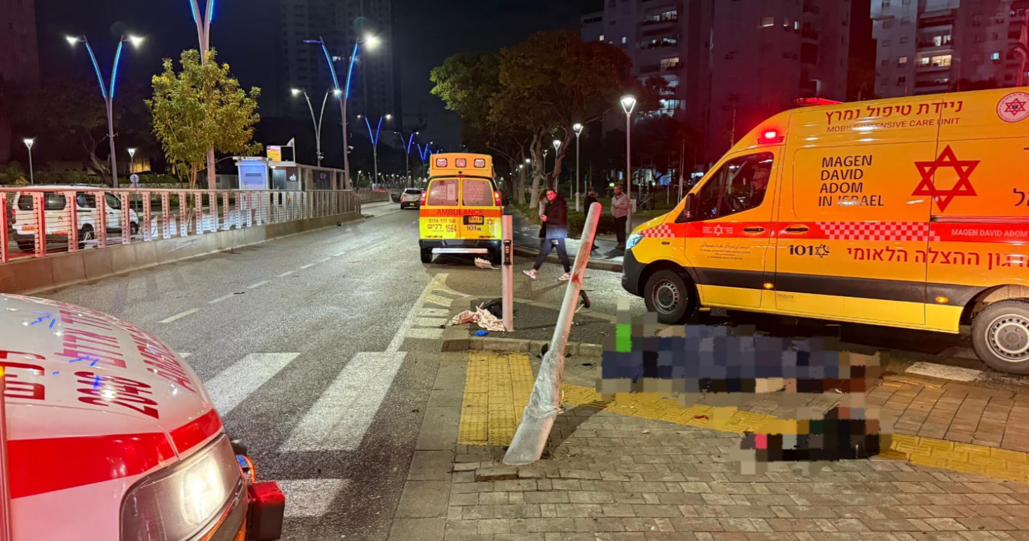 זירת תאונת דרכים באשדוד, דצמבר 2024