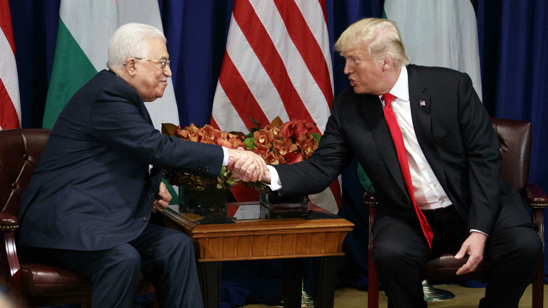 טראמפ ואבו מאזן בפגישתם בניו יורק