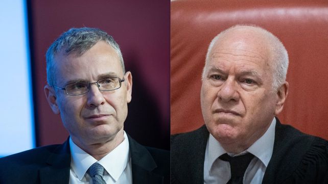השופט פוגלמן (מימין) והשר לוין