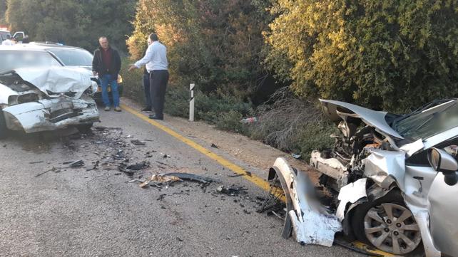 זירת התאונה בגליל בכביש 7955, יודפת, גליל תחתון