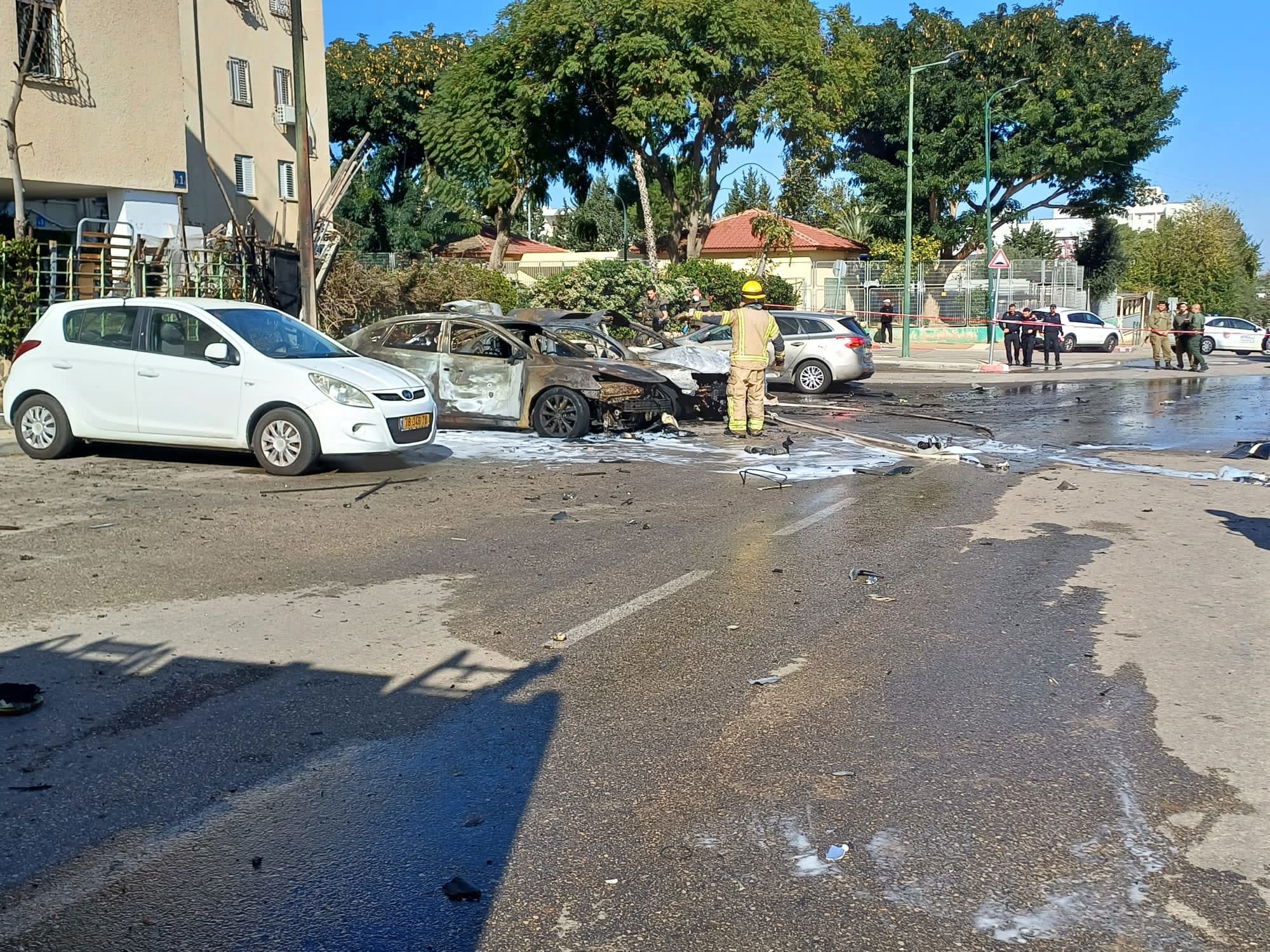 חיסול נתניה רכב 26.12.23 כבאות והצלה