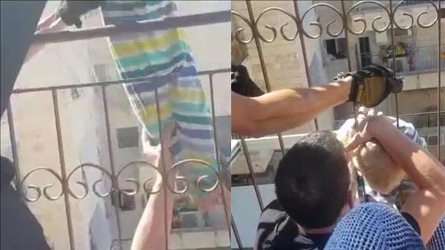 כבאים חילצו תינוק שראשו נלכד בין הסורגים וגופו מחוץ למרפסת הקומה החמישית בירושלים, 19.08.20