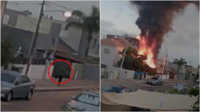 תיעוד הצתת ביתה של כרמל מעודה ממצלמות האבטחה
