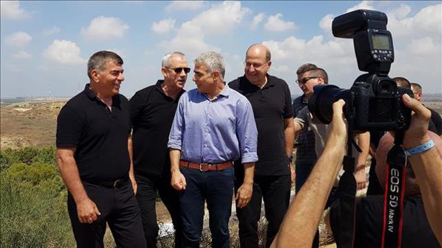 גנץ, לפיד, יעלון ואשכנזי בעוטף עזה, 06.08.19