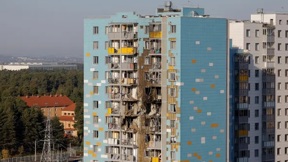 בניין שנפגע ברוסיה מפגיעת כטב"ם