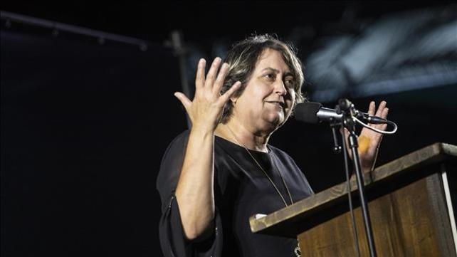 מזכ"לית הסתדרות המורים יפה בן דוד במחאה בתל אביב על תנאי השכר למורים, 29.08.19 