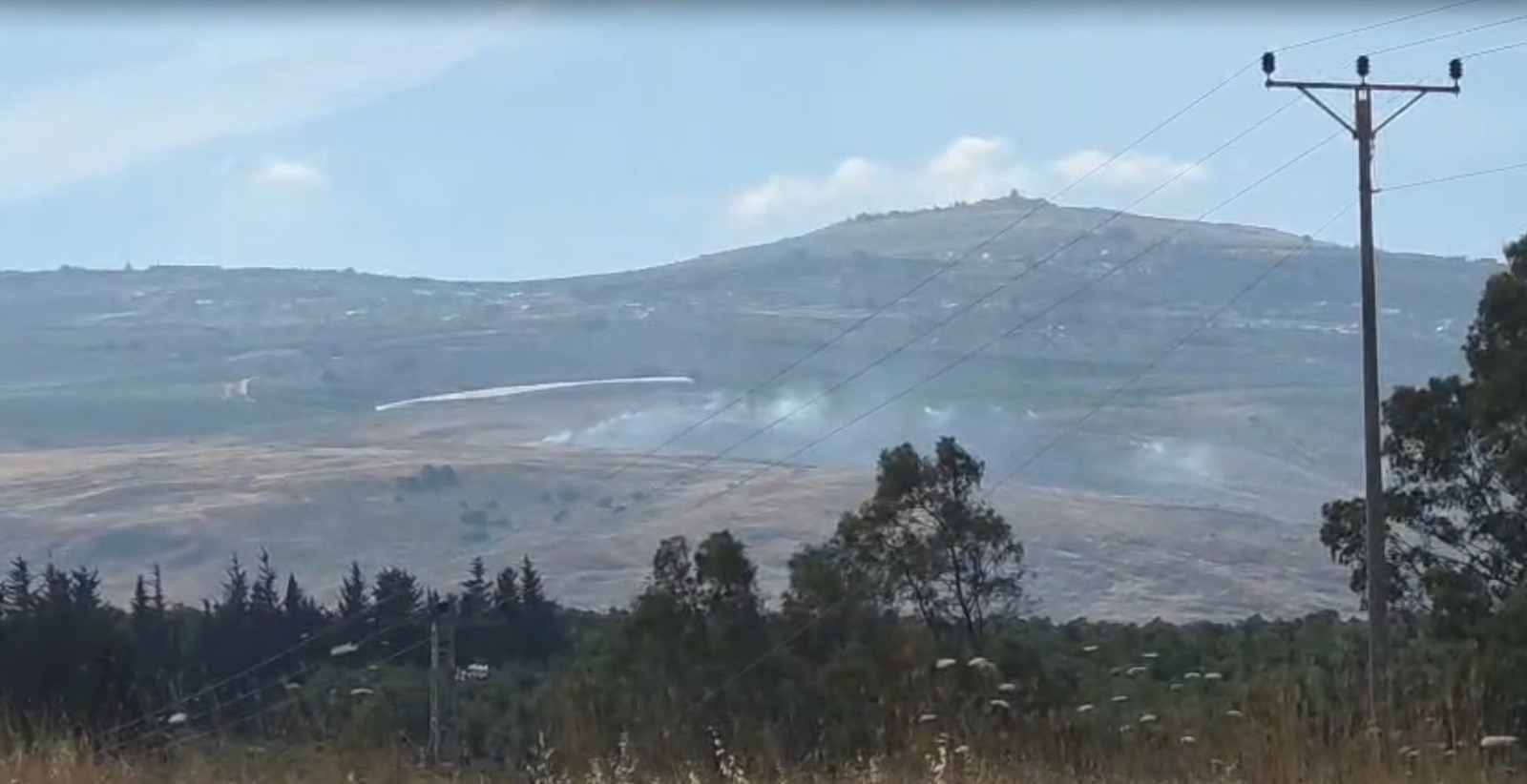 שריפה בצפון בעקבות ירי מלבנון