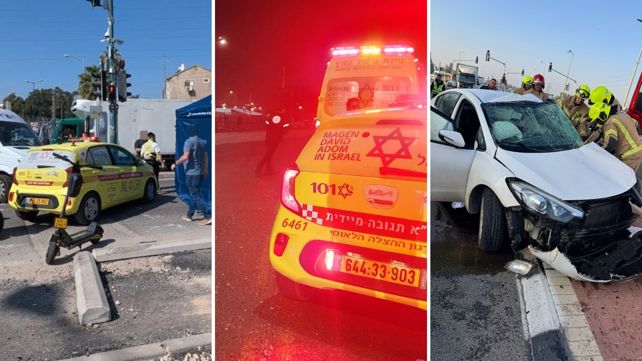 זירות תאונות הדרכים באשקלון (מימין), בתל אביב ובפתח תקווה