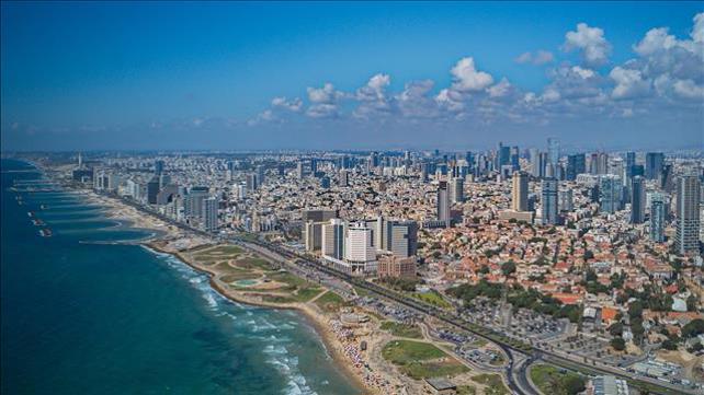 תל אביב, רחפן, מלמעלה, למעלה, אוויר, מהאוויר, חוף, עיר