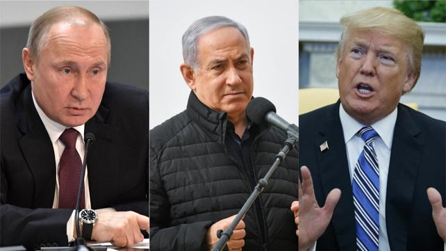דונלד טראמפ, ולדימיר פוטין ובנימין נתניהו