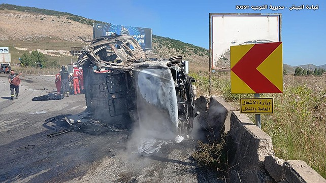 רכב צבא לבנון שהותקף היום בדרום לבנון