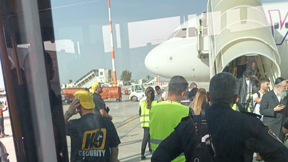 מטוס וויז לאחר הנחיתה בנתב"ג