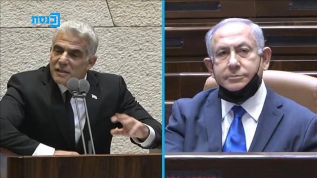 בנימין נתניהו ויאיר לפיד במליאת הכנסת 19.10.20