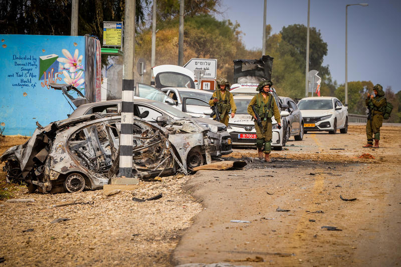 כוחות צה"ל ליד קיבוץ עלומים ב-9 באוקטובר 2023