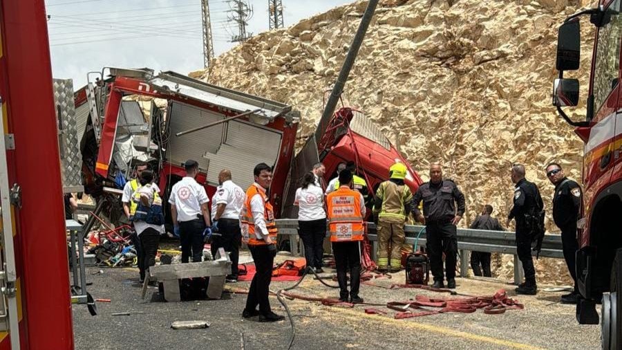 תאונה כבאית ליד ירושלים צילום משטרה 28.5.24