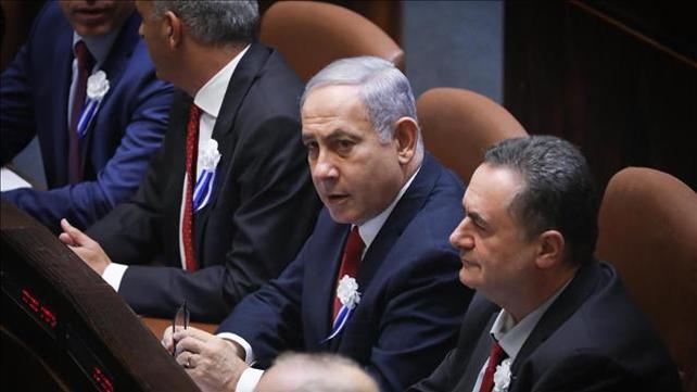 ישראל כץ, נתניהו, כחלון וארדן בישיבת הפתיחה של הכנסת ה-22, 3.10.19