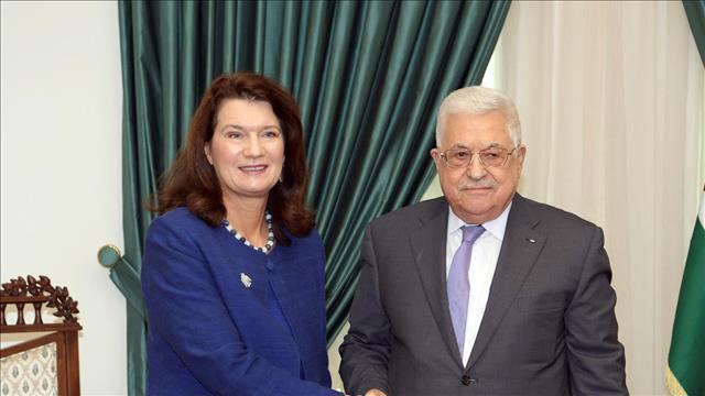ראש הרשות הפלסטינית אבו מאזן, שרת החוץ השוודית אן לינדה בביקורה ברשות, 19.10.21