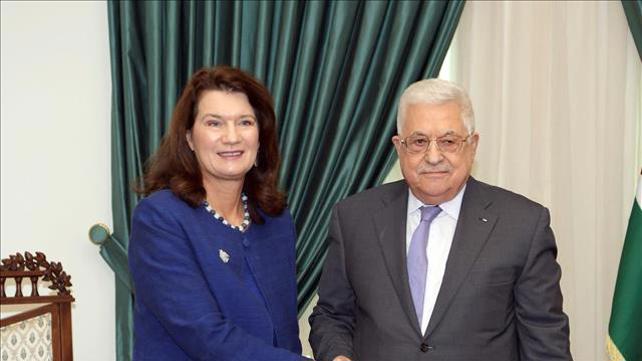 ראש הרשות הפלסטינית אבו מאזן, שרת החוץ השוודית אן לינדה בביקורה ברשות, 19.10.21