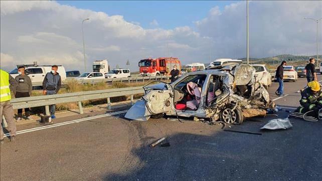 זירת התאונה בכביש 6
