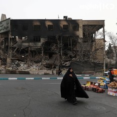 Building in Tehran burned during protests