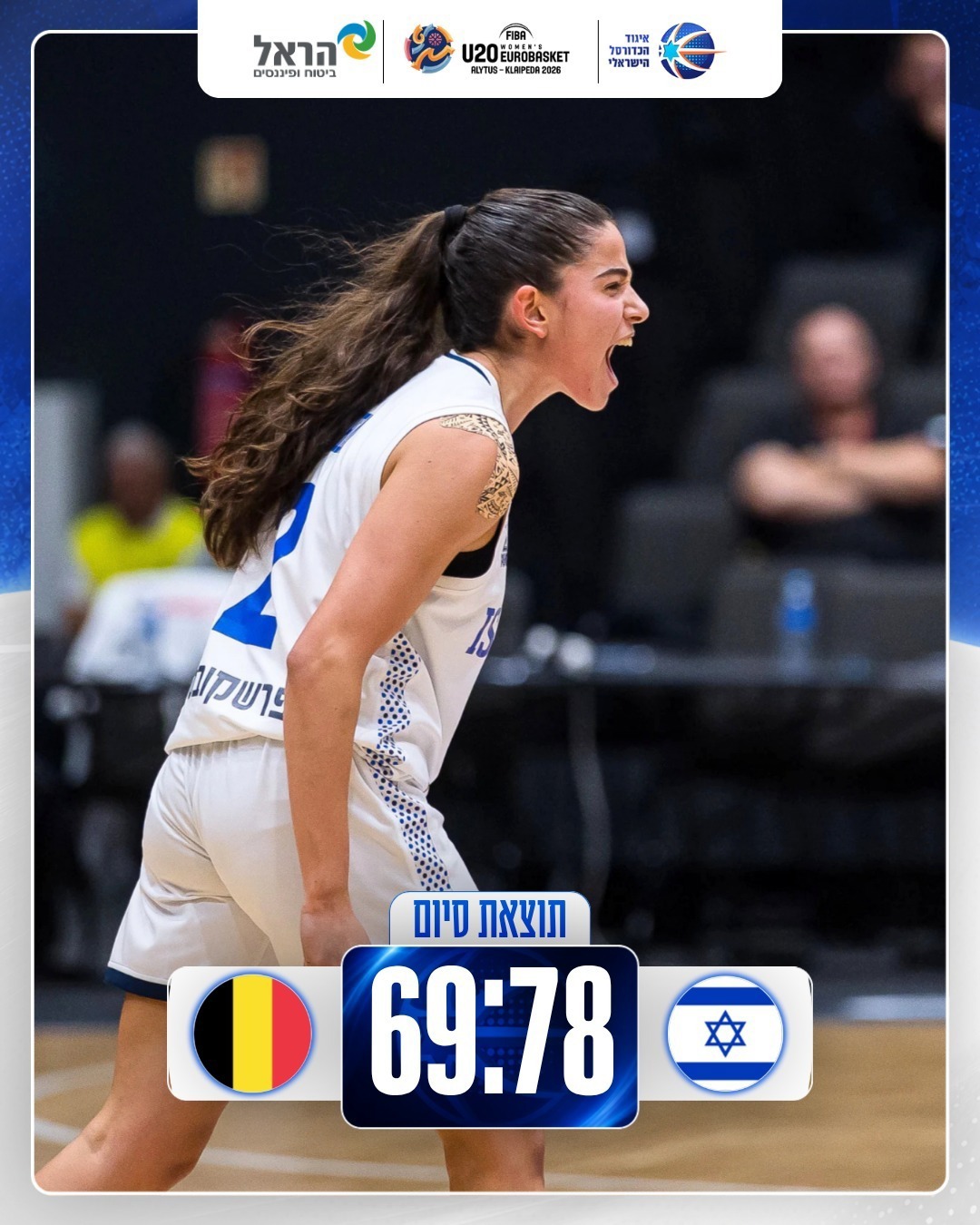שחקנית נבחרת ישראל לעתודה נשים בכדורסל מעין כהן, במשחק מול בלגיה, 11.07.26