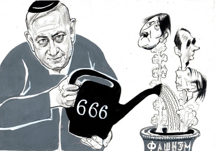 קריקטורה אנטישמית של נתניהו בעיתון רוסי