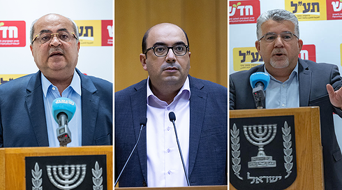 יו"ר מפלגת חד"ש יוסף ג'בארין, יו"ר מפלגת בל"ד סאמי אבו שחאדה, יו"ר מפלגת תע"ל אחמד טיבי