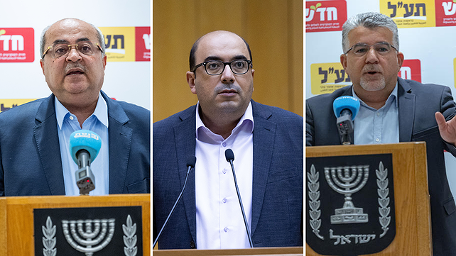 יו"ר מפלגת חד"ש יוסף ג'בארין, יו"ר מפלגת בל"ד סאמי אבו שחאדה, יו"ר מפלגת תע"ל אחמד טיבי