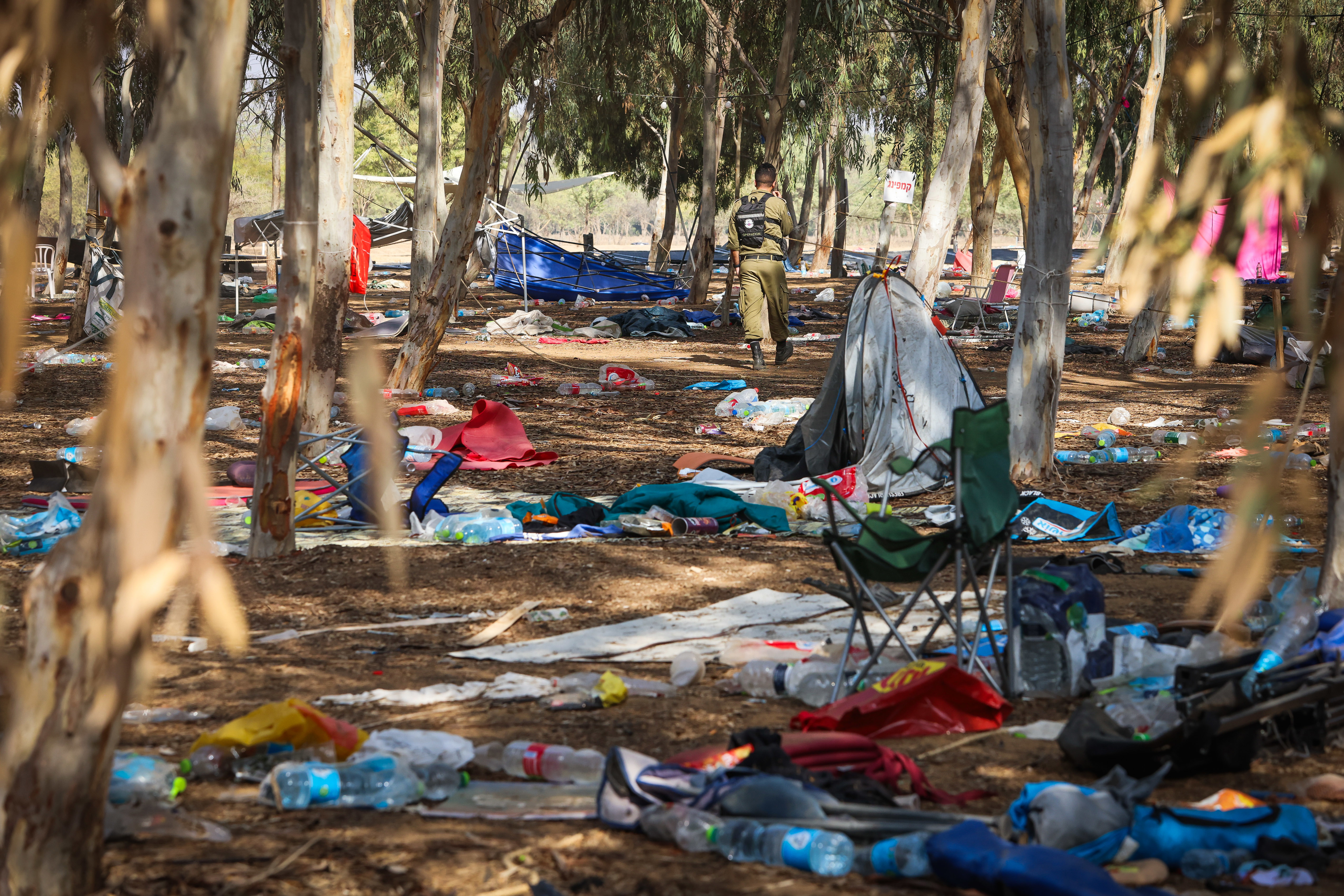 אזור מסיבת הטבע ברעים לאחר הטבח של חמאס, אוקטובר 2023