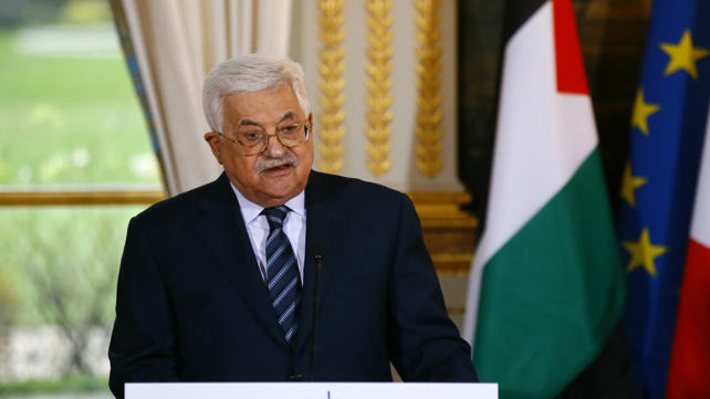 אבו מאזן במסיבת העיתונאים בצרפת