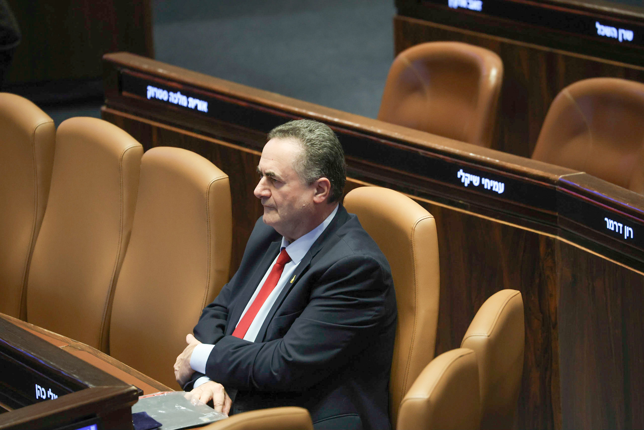 ישראל כ"ץ במליאת הכנסת בזמן אישור מינויו לשר הביטחון