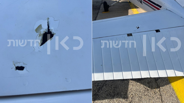 מטוס קל מסוג ססנה שנפגע מרסיס יירוט במהלך מטח מלבנון