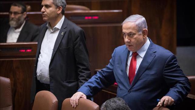 בנימין נתניהו וזאב אלקין בהצבעה על פיזור הכנסת