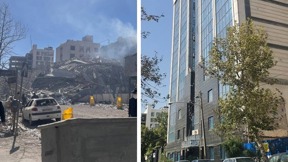הבניין שבו התכנסה מועצת החכמים של איראן, לפני ואחרי התקיפה