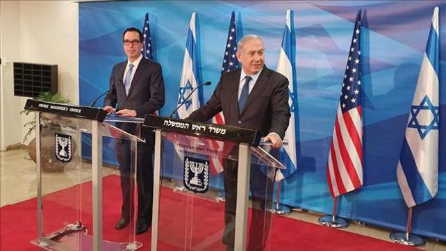 בנימין נתניהו וסטיב מנוצ'ין - שר האוצר של ארצות הברית