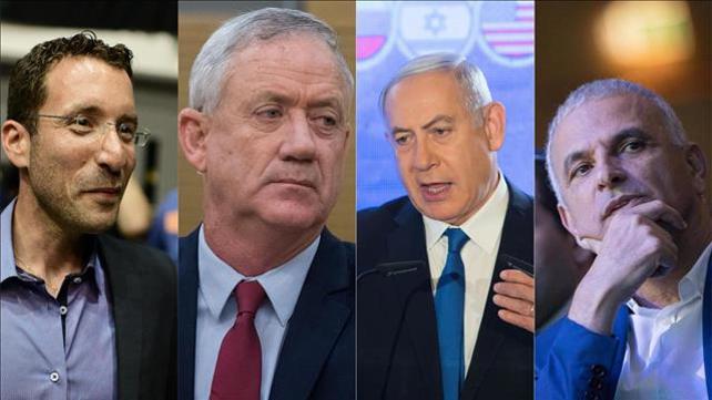 משה כחלון, בנימין נתניהו, בני גנץ ואיציק שמולי