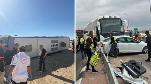 תוך דקות: כ-30 פצועים בשתי תאונות בדרום של הסעות חיילים
