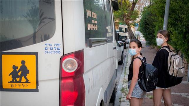 אחרי שבועות בבית חוזרות ללימודים ילדות קטנות עם מסכות