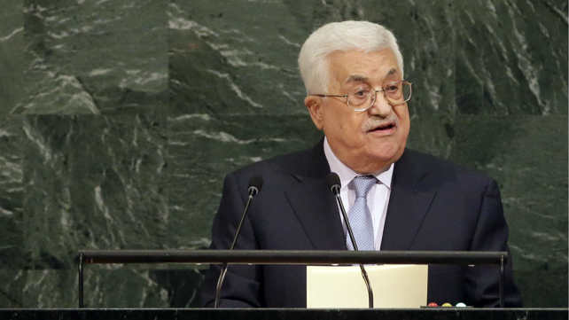 אבו מאזן מעל בימת עצרת האו"ם בניו יורק