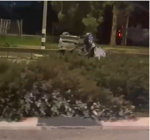 המכונית ההפוכה של אחד החשודים