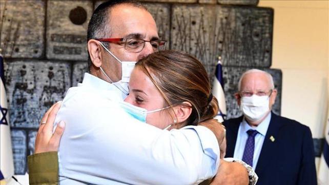 בקי ממן ואביה בפגישה בבית הנשיא, 2 ביולי 2020