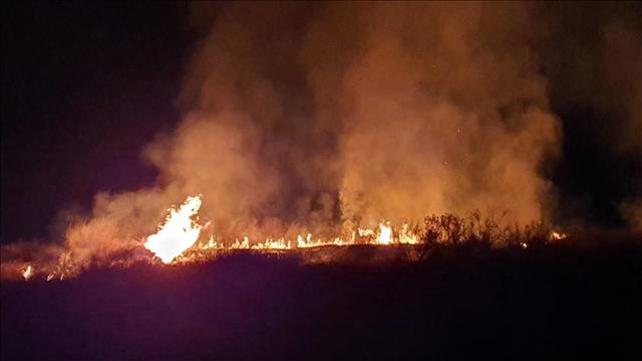 השריפה שפרצה באזור שדרות, עקב נפילת הרקטה 07.09.19