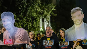 מפגינים למען שחרור החטופים מעזה מחוץ לבית ראש הממשלה בירושלים, ספטמבר 2025