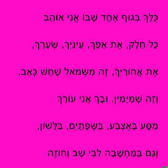 יתמותנו הבשומה לא החזיקה מעמד, תוכנית לחג האהבה